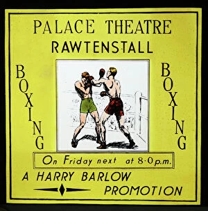 Images Dated 30th March 2020: Boxing cinema advertisement, Rawtenstall, 1940s