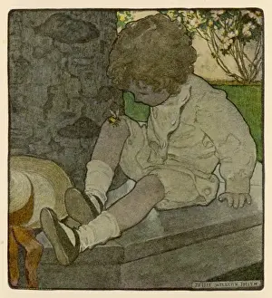 Discovers Prints: Boy and Bee on Knee
