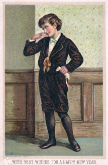 Aesthetic Gallery: Boy in brown velvet suit on a New Year card