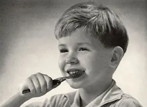 Brushing Prints: Boy Brushing Teeth Date: 1938
