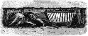 1842 Gallery: Boy dragging coal wagon with harness and chain in mine