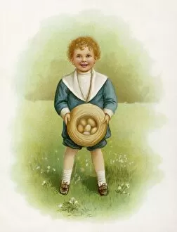 Easter Collection: Boy in Garden with Eggs