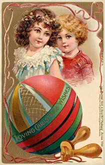Images Dated 1st November 2019: Boy and girl with a ball