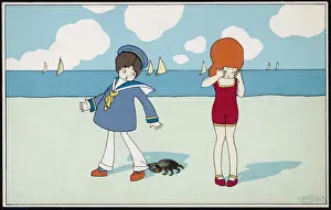 BOY / GIRL / BEACH / CRAB 1930