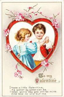 Images Dated 18th June 2018: Boy and girl dancing on a Valentine postcard