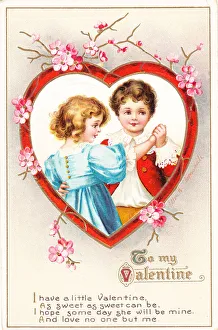 Images Dated 18th June 2018: Boy and girl dancing on a Valentine postcard