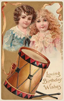 Boy & girl with drum