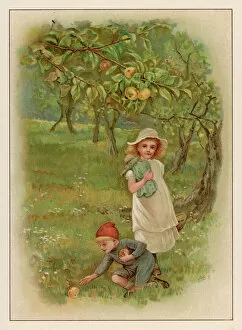 Gathering Collection: Boy / Girl Gather Apples