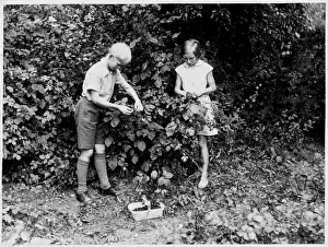 Plastic Prints: Boy / Girl Pick Fruit 1950
