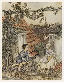 Roof Top Prints: Boy & Girl on Rooftop
