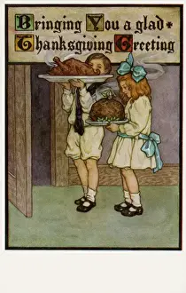 Burd Prints: Boy & girl at Thanksgiving