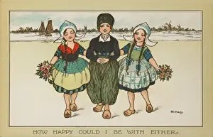 Boy linking arms with girls by Florence Hardy