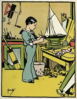 C1900 Prints: Boy Making Toys C1900