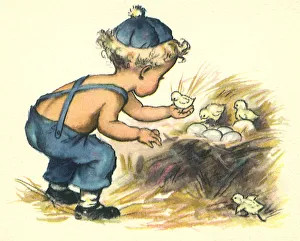 Leans Gallery: Boy and Nest of Chicks
