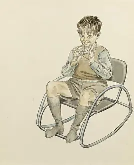 Boy playing cats cradle