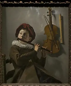 1630 Prints: Boy Playing a Flute, 1630s, by Judith Leyster