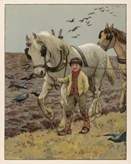 Farmworkers Prints: BOY AND PLOUGH HORSE