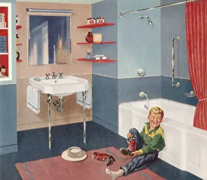 Leans Gallery: Boy Preparing to Bathe Date: 1950