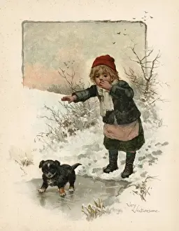 Apprehensively Prints: Boy and Puppy on Ice