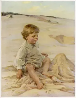 Sand Castle Prints: Boy and Sandcastle