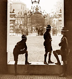 Boy Scout messengers waiting for orders during WW1