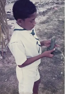 Boy scout on Tuvalu, Gilbert Islands, Pacific