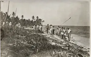 Belize Prints: Boy scouts on the beach at camp, British Honduras