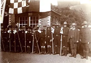 Boy scouts, Blanefield, Scotland, awaiting royal visit