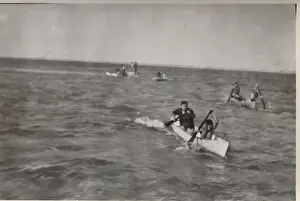 Belize Prints: Boy scouts in boating relay race, British Honduras