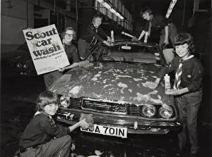 Cowley Prints: Boy Scouts car washing during Scout Job Week