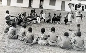 Semicircle Prints: Boy scouts and cubs and their leaders, Mauritius
