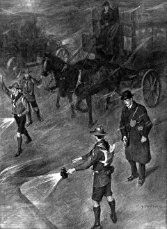Boy Scouts directing Traffic in a London Fog, 1909