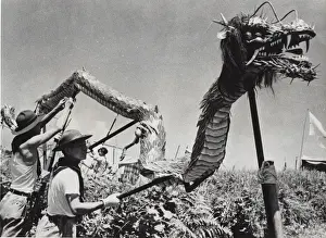 Nagasaki Prints: Boy scouts in dragon dance, Nagasaki, Japan