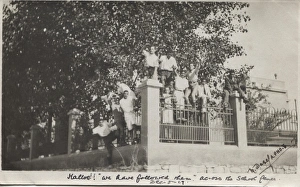 Boy scouts on a fence, Saidia, Egypt