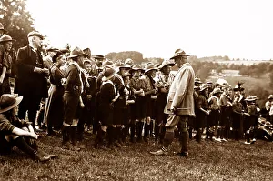 Boy Scouts being inspected, early 1900s