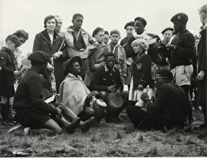 Drumming Collection: Boy scouts and others, French Congo, Central Africa