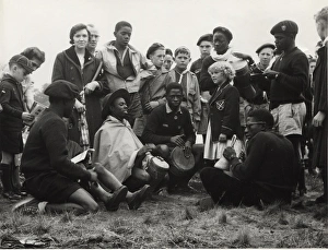 Drumming Collection: Boy scouts and others, French Congo, Central Africa