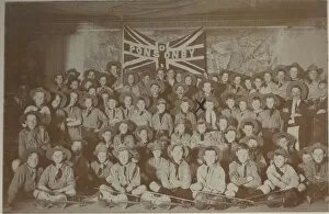 Boy scouts of Ponsonby Troop, New Zealand, in hut
