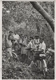 Rovers Prints: Boy scouts and rovers on a hike, Mauritius