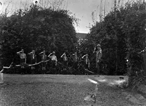 Scoutmaster Prints: Boy scouts saluting the scoutmaster, Mauritius
