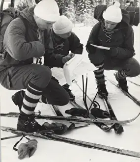 Directions Prints: Boy scouts on skiing activity in Finland