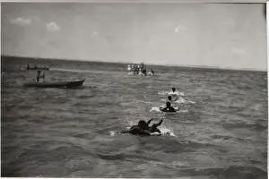 Belize Prints: Boy scouts in swimming race, British Honduras