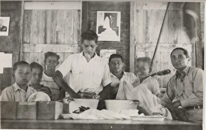 Forks Gallery: Boy scouts washing cutlery at camp, British Honduras