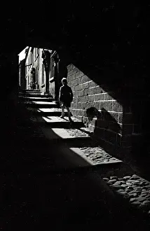Handling Prints: Boy as silhouette in alleyway, Yorkshire Date: 1947 - 1948
