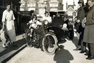 Harley Prints: Boy sitting on a 1918 Harley Davidson motorcycle