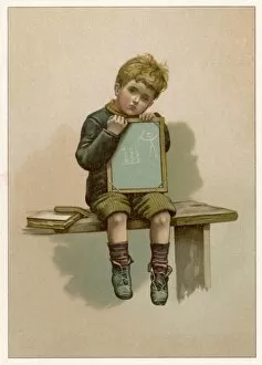 Maths Collection: Boy with Slate Kept In