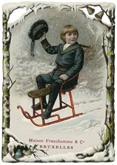 Winter Scenes Gallery: Boy on Sledge C1880