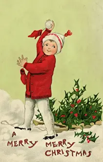 Boy throwing a snowball