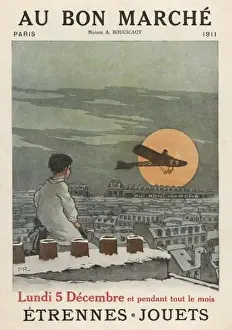Marche Prints: Boy Watches Plane 1911