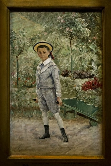 Infancy Gallery: Boy with a Wheelbarrow, 1880, by Ernst Josephson